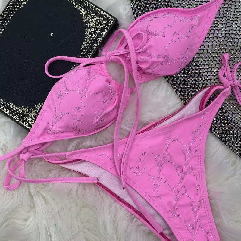 

Designer Bikinis Woman Two-Piece Bikini With Letter Swimsuits Crystal Summer Swimwear Beach Luxury Bathing Suits Three-point Swimsuit, F-03