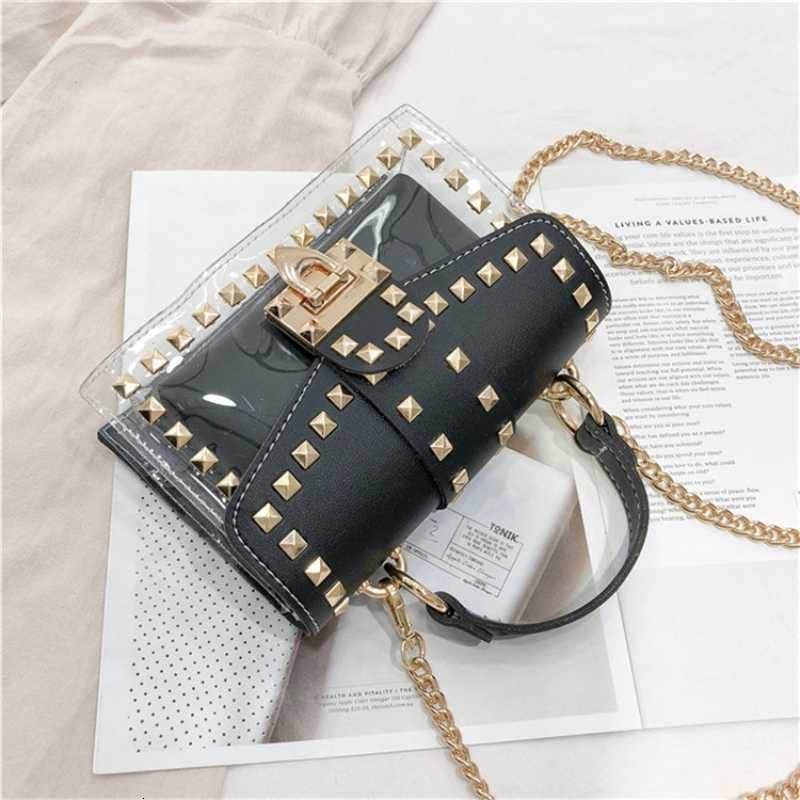 

Purses Jelly Women Shoulder Girls Clear Flap Bags Pvc Rivets Small Crossbody Square Casual Summer Transparent, Blue