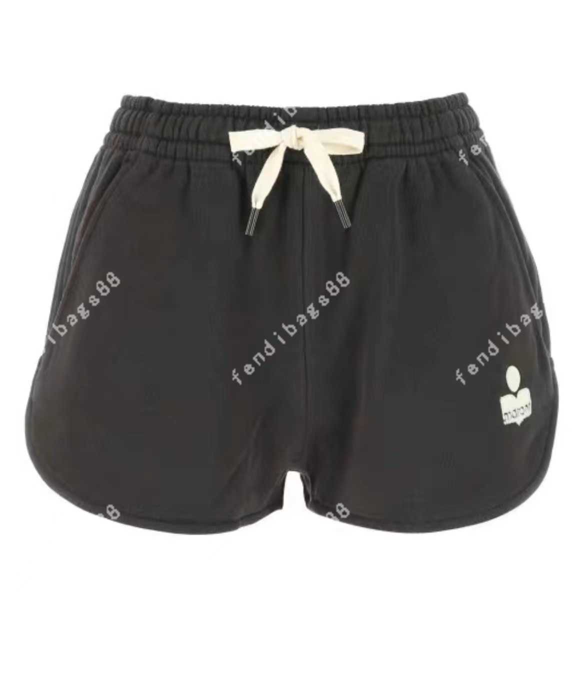 

23ss Isabel Marant Women Designer Shorts Summer Cotton Fashion Flocking Printed Shorts Women Elastic Waist Sports Pants Three-piece Pants, White