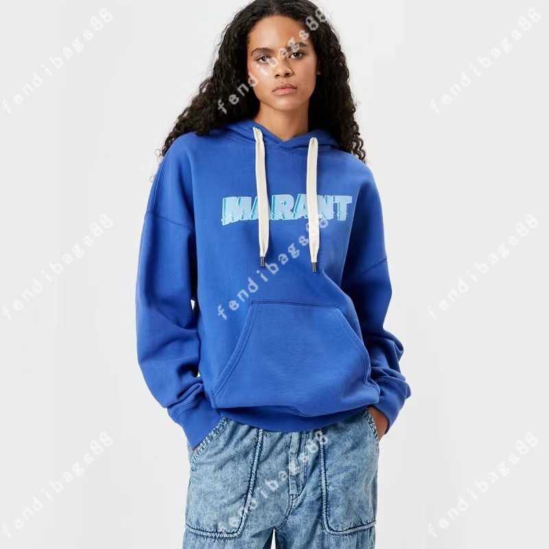 

2023ss Isabel Marant Designer Hoodie Fashion Print Letter Round Neck Casual Hooded Sweatshirt Women Long-sleeved Terry Sweater, Light yellow