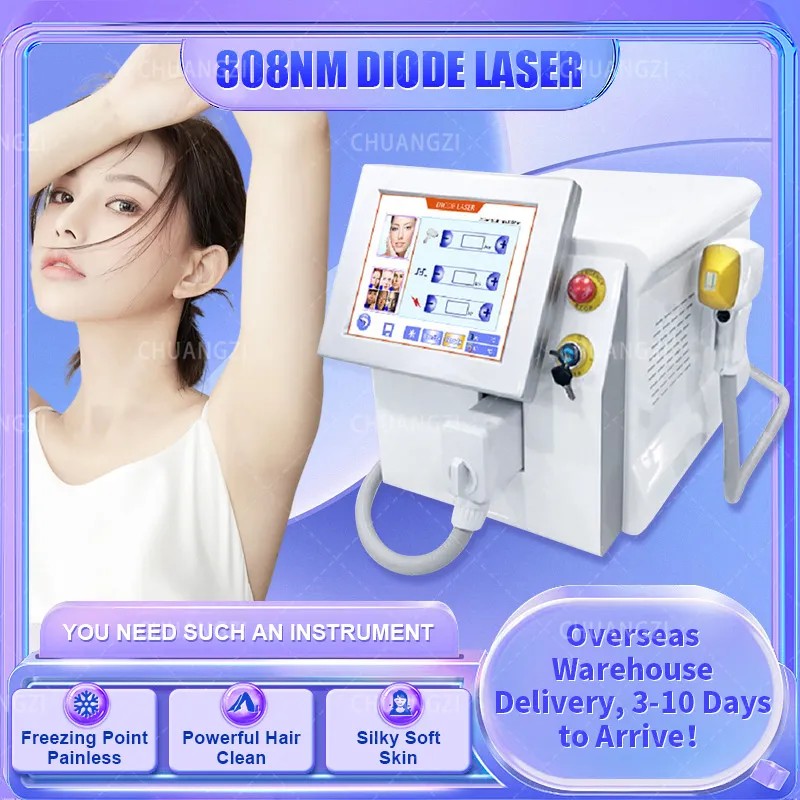 

2023 808nm laser diode professional hair removal machine 2000w high power 3 Wavelength 755 808 1604nm Machine for Home Use