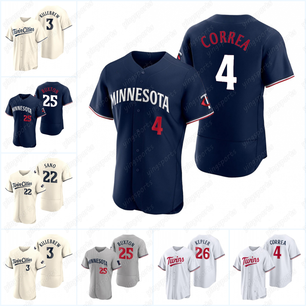 

#26 Max Kepler Minnesota Jersey Twin Edouard Julien Byron Buxton Kyle Farmer Carlos Correa Kenta Maeda Joey Gallo Jose Miranda Royce Lewis Jhoan Duran Alex Kirilloff, Beige mens cool base