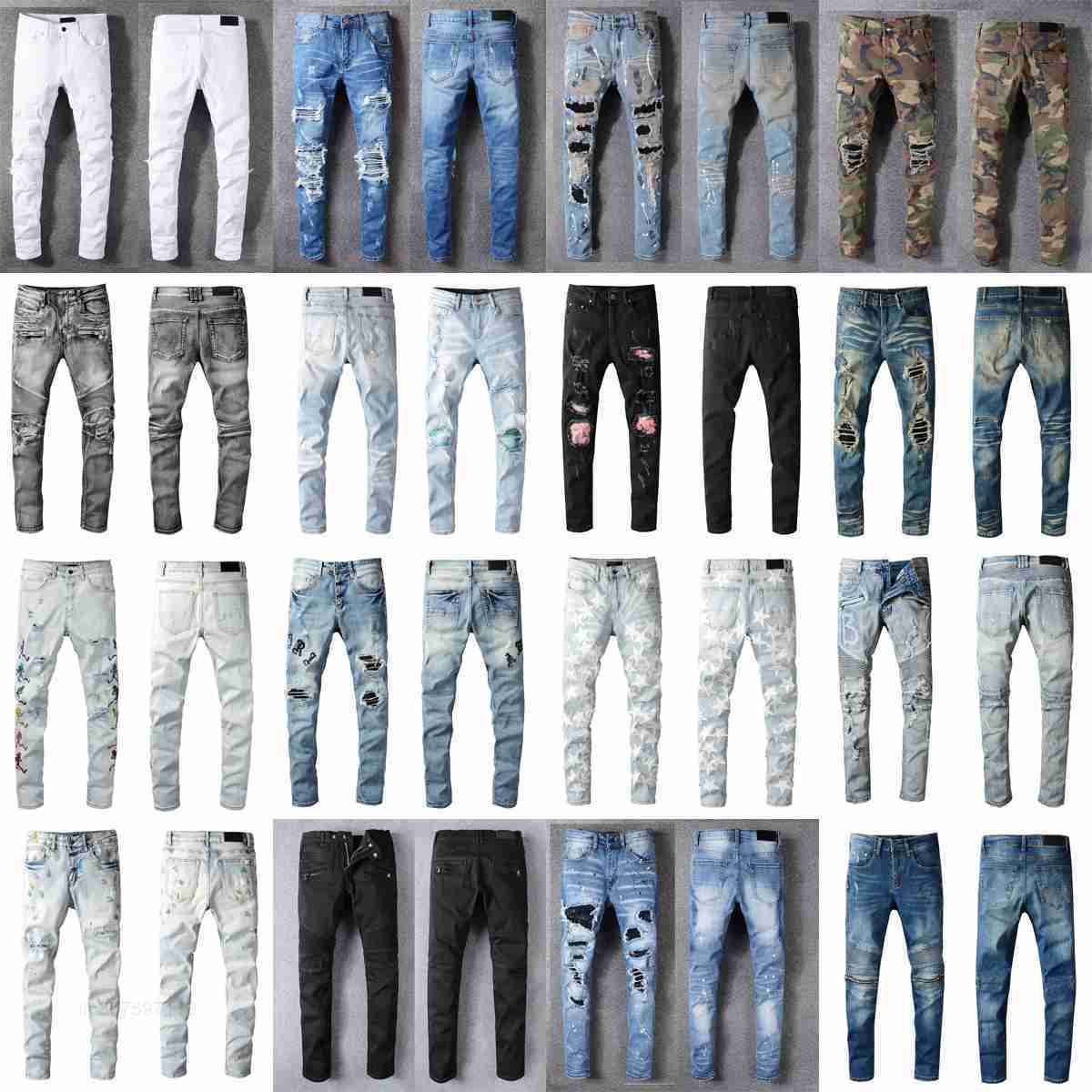 

Luxurys Designers Jeans Distressed France Fashion Pierre Straight Men's Biker Hole Stretch Denim Casual Jean Men Skinny Pants Elasticity C5TO