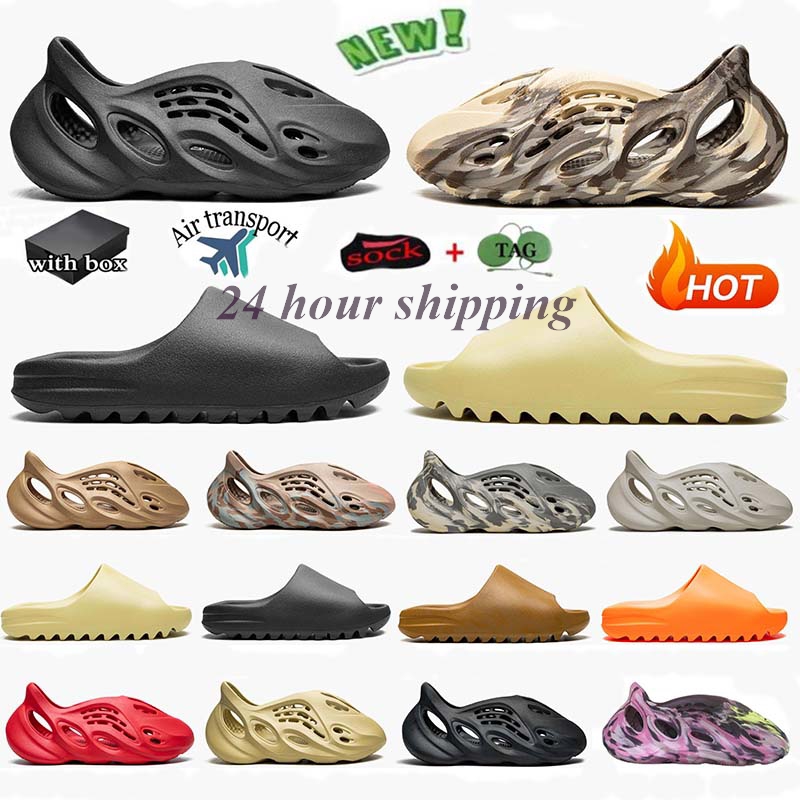 

slides Designer Sandals Foam Runr Slippers 48 hours fast shipping Men Woman slider Vermillion Mineral Blue Onyx Pure Slide Slipper Ochre Bone Resin Sandal, #5