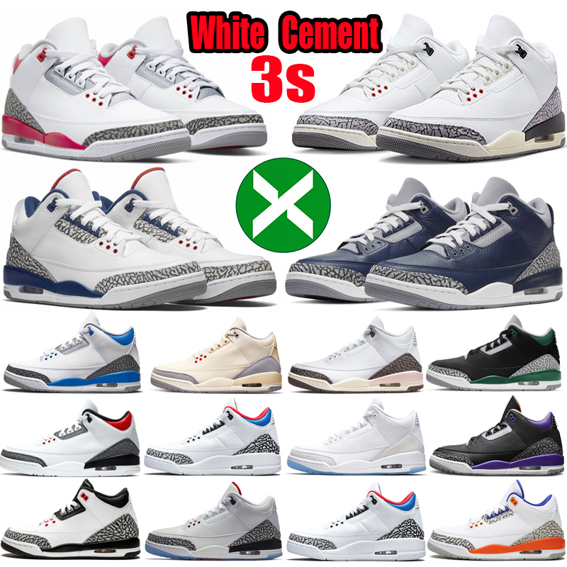 

Men Basketball Shoes Jumpman 3 3s Sneakers Fire Red White Cement Reimagined Cardinal Dark Pine Green Unc Rust Pink Cool Grey Mens Sports Trainers Free Shipping, #2 fire red (2022) 36-47