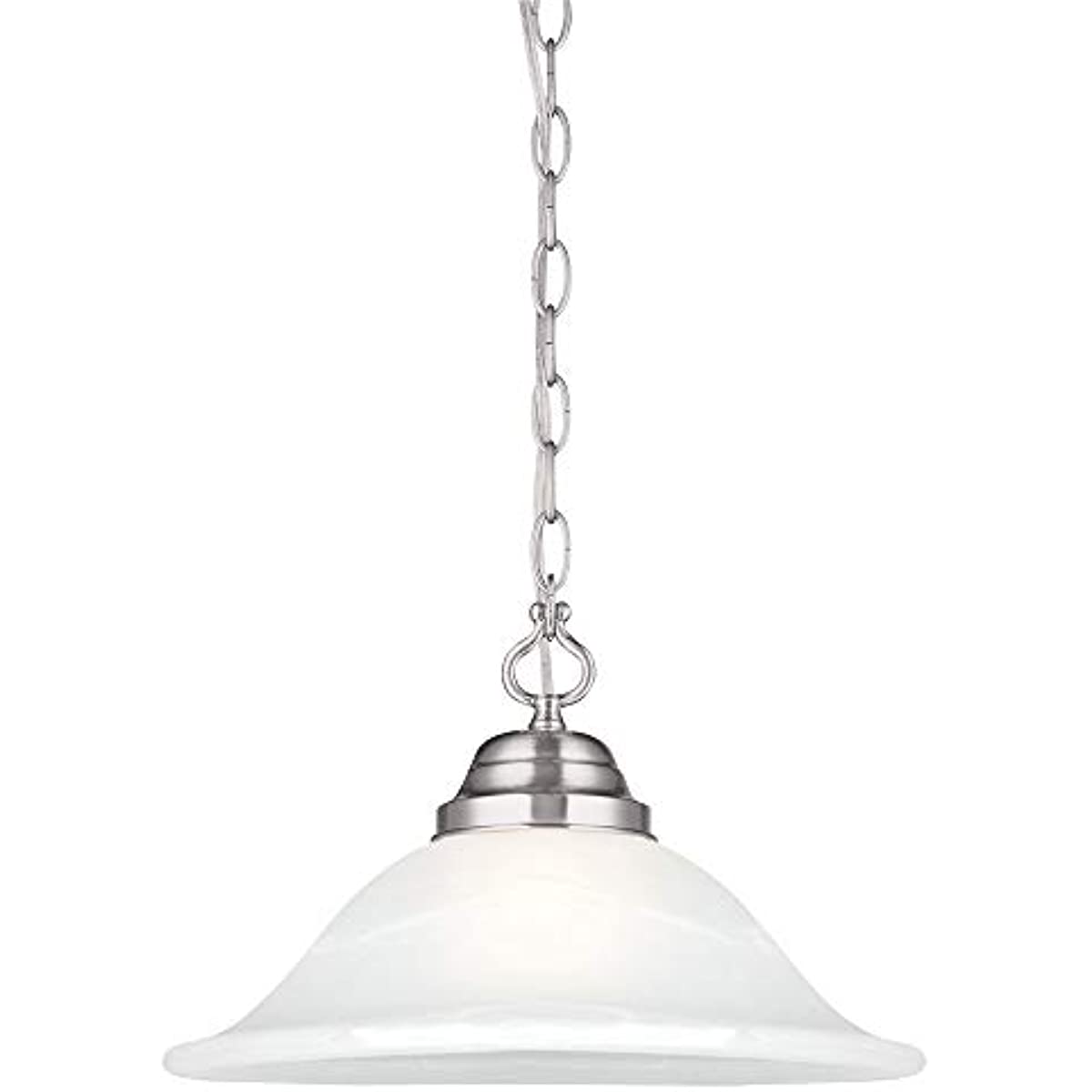 

Millbridge Traditional 1-Light Indoor Hanging Swag Light with Alabaster Glass Shade for Living Dining Room Bar Area, Satin Nickel Finish