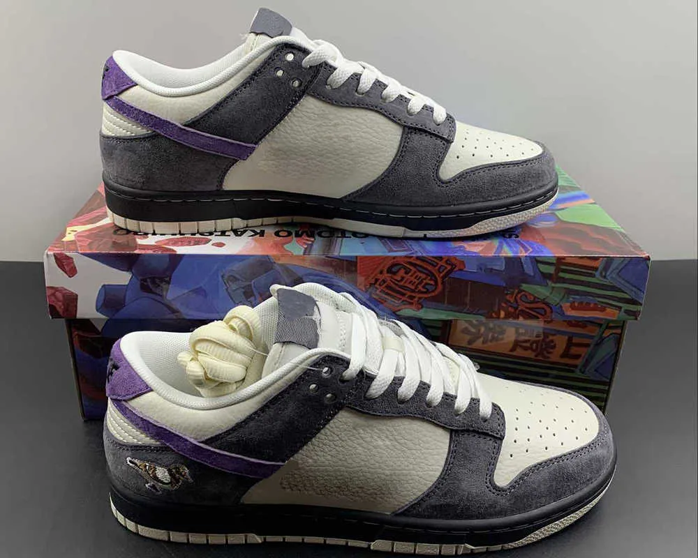 

2023 basketball Shoes Duks Low 'Steamboy OST' Casual Shoes Charcoal Grey Purple Running Shoe Outdoor Sports Sneakers With Box