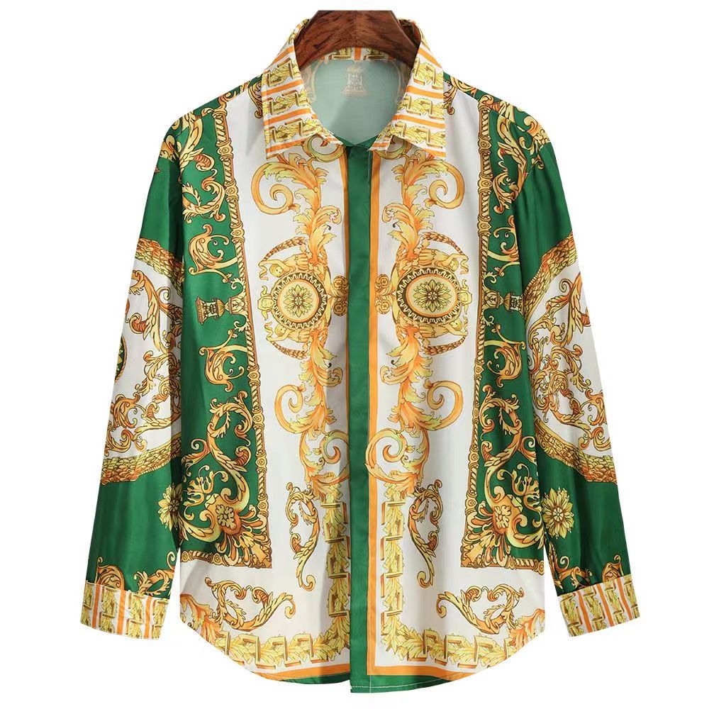 

Men's2023 Dress Shirt Luxury Slim Silk T-shirt Long sleeve Casual business clothing plaid brand 17 color M-4XL BURR89, Army green