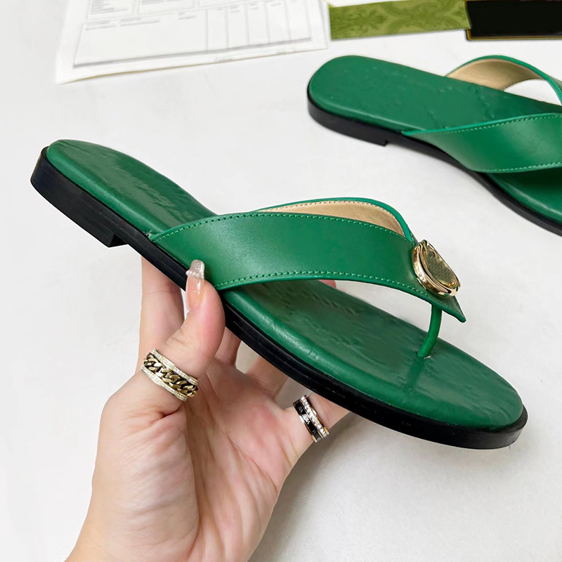 

New summer designer flip flops slipper for women Leather slides slippers womens sandals Beach flats sandals foam runners shoes, 4#