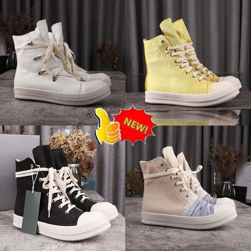 

2023 Rick Canvas Boot RO Man High Shoes Women Canvas Owens Sneakers Black Black Lace Up Boots 35-46, Colour-1