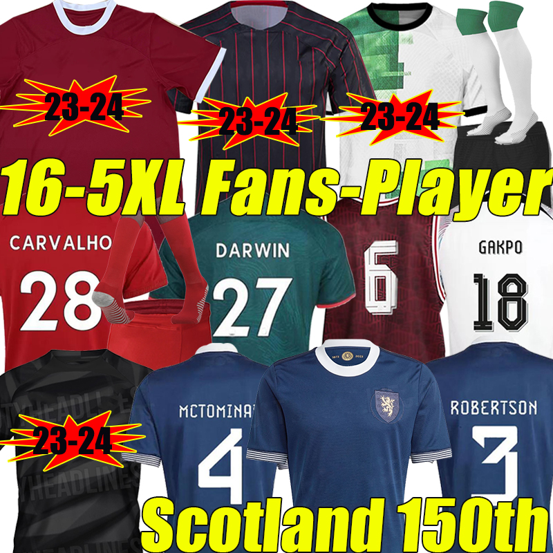 

4XL 5XL 23/24 Scotland 150th Soccer Jerseys GAKPO#18 Mohamed DARWIN 27 fans player version Diogo Luis DIaz Fabio Alexander Arnold 2023 2024 Men Kids Kits sock Full sets, Valentino 22-23