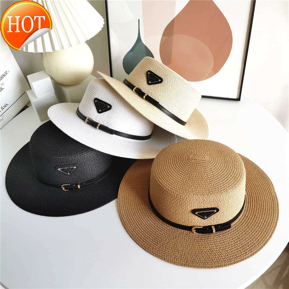 

2021 INS Summer Women Straw Hat Fashion Sun Protection Beach Personality Wide Brim Hats with Ribbon, Beige