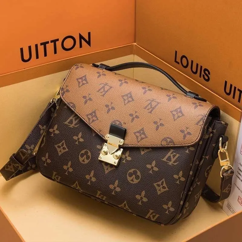 

Shoulder Bag Woman Sale Discount Quality Metis Handbag leather handle brand designer floral letters checkers plaid louise Purse vutton Crossbody viuton bags, 1 black embossing flower