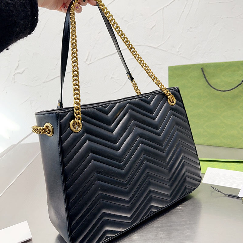 

Handbags Shoulder Tote Bag Purses Quilted Black Calfskin Leather Chain Ladies Large Designer Office Style Zip Woman Bags 39CM, White-leather-36*28cm