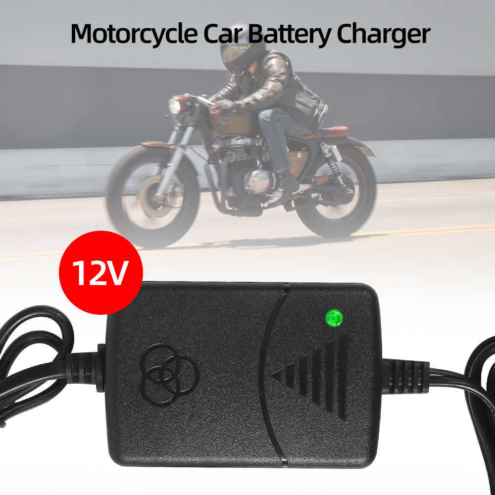 

12V 1.3A Motorcycle Charger Smart Car Power Charging Adapter For Rechargeable AGM Gel Lead Acid Battery 5AH 7AH 9AH 12AH, Black