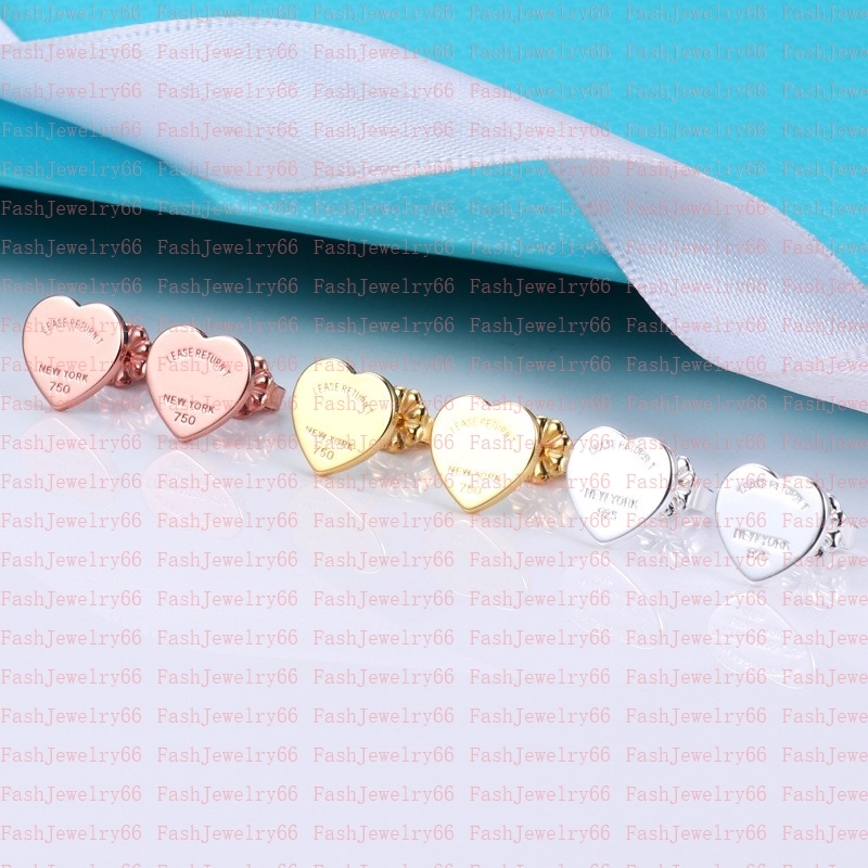 

Designer heart earring women rose Stud couple Flannel bag Stainless steel 10mm Thick Piercing Luxury jewelry gifts woman Accessories wholesale with Box