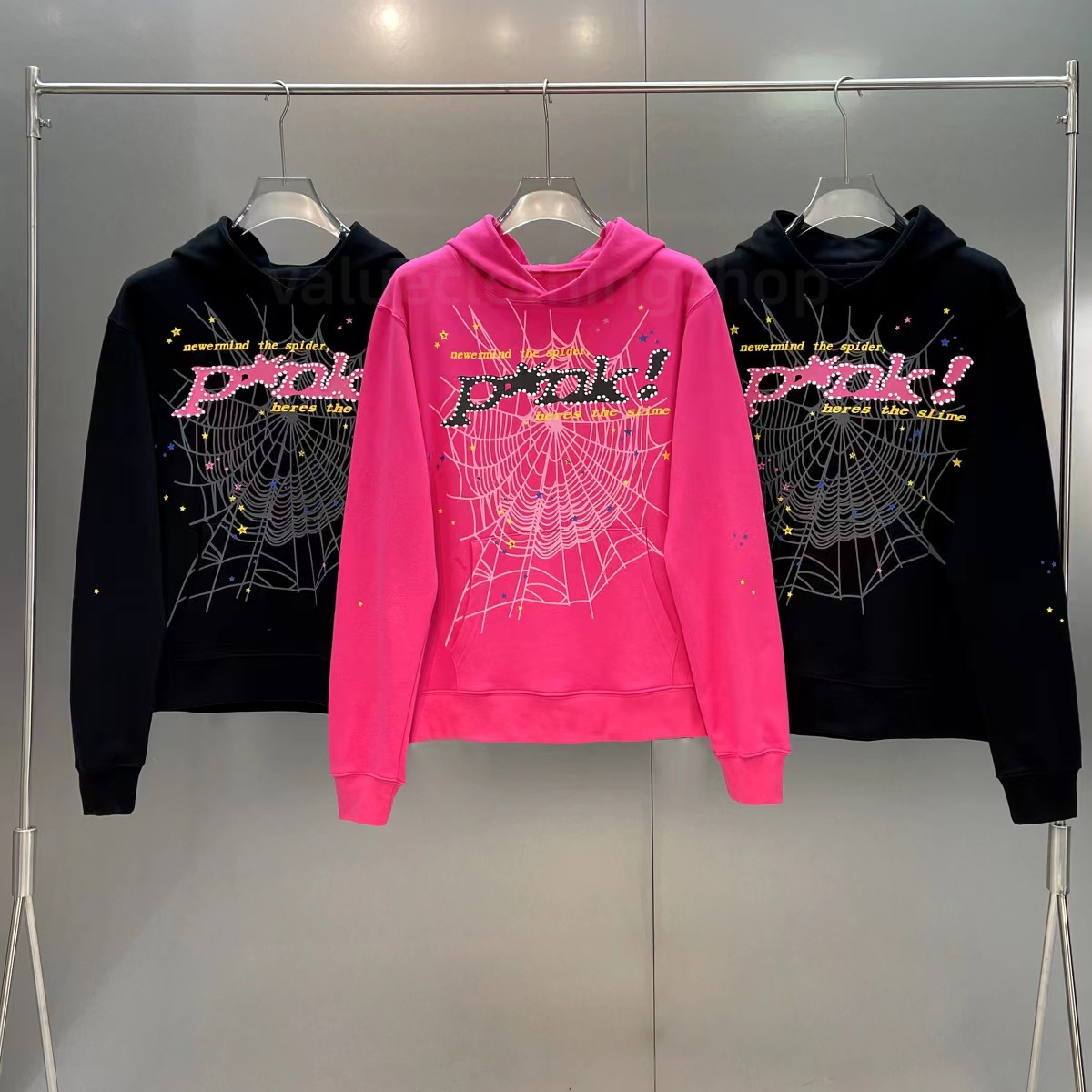 

Young Thug Pink Sp5der 555555 Men Women Hoodie High Quality Foam Print Spider Web Graphic 555555 Sweatshirts Pullovers S, 000