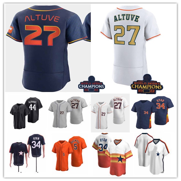 

2023 Gold Collection Jersey Baseball Kyle Tucker Craig Biggio Jeff Bagwell Nolan Ryan J.J. Matijevic Chas McCormick Jake Meyers Michael Brantley David Hensley Astros, Men retro rainbow with champs 60th patch