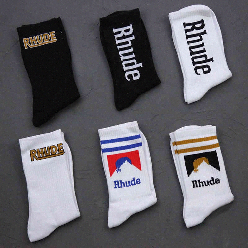 

Simple Letter Cotton European American Street Trend Socks Men Women Socks Rhude Couple In-Tube Socks 46CA#, Five pairs