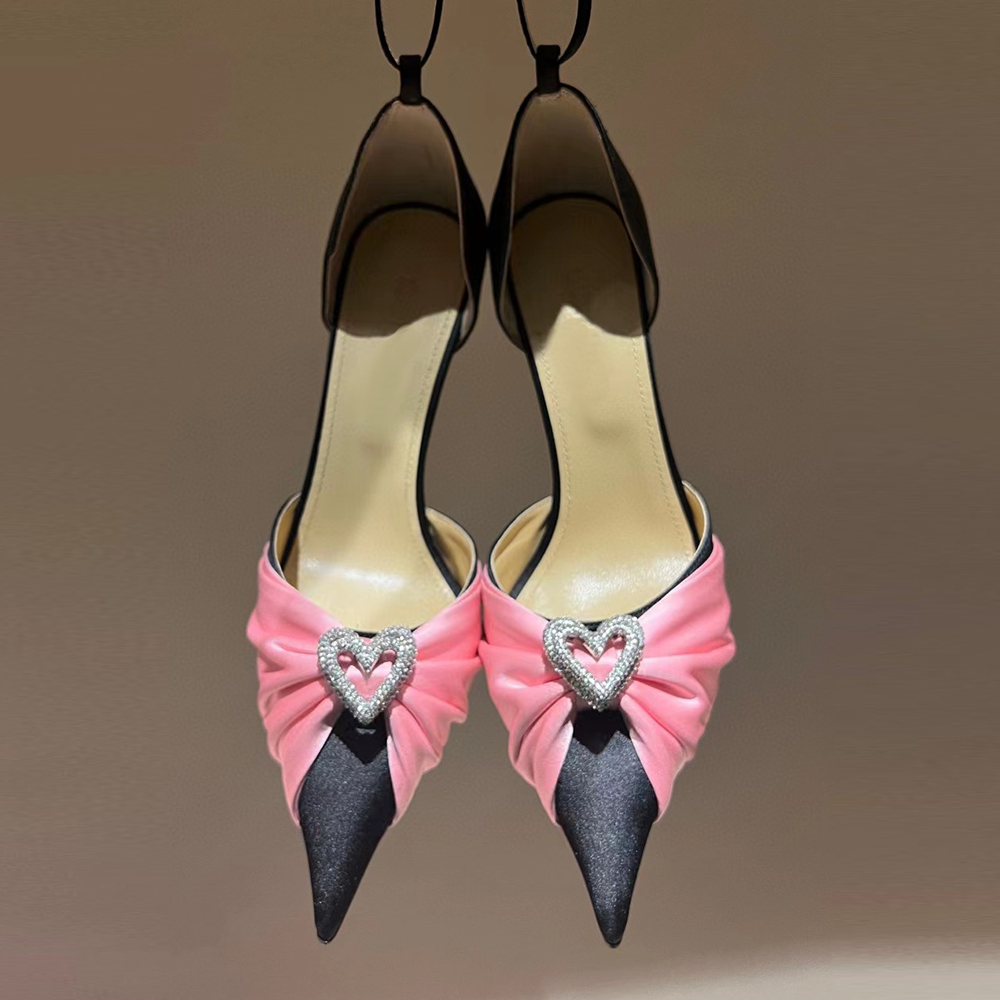 

love Sandal Mach Satin Bow Pumps Crystal Embellished rhinestone Evening shoes stiletto 10cm Heels sandals women heeled Luxury Designer ankle strap Dress heel