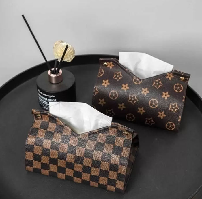 

High-end Living Room Restaurant Tissue Boxes Decoration Supplies PU Designers Letters Printed Creative Car Pumping Carton Home Table Towel Box, 0000