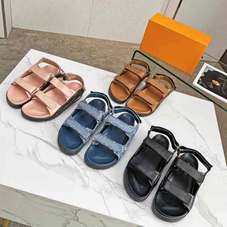 

Designer Women Sandals PASEO COMFORT Flat Shoes Buckle Leather Sandal Luxury Shoes Platform Shoes Loafer Denim Blue With Box
