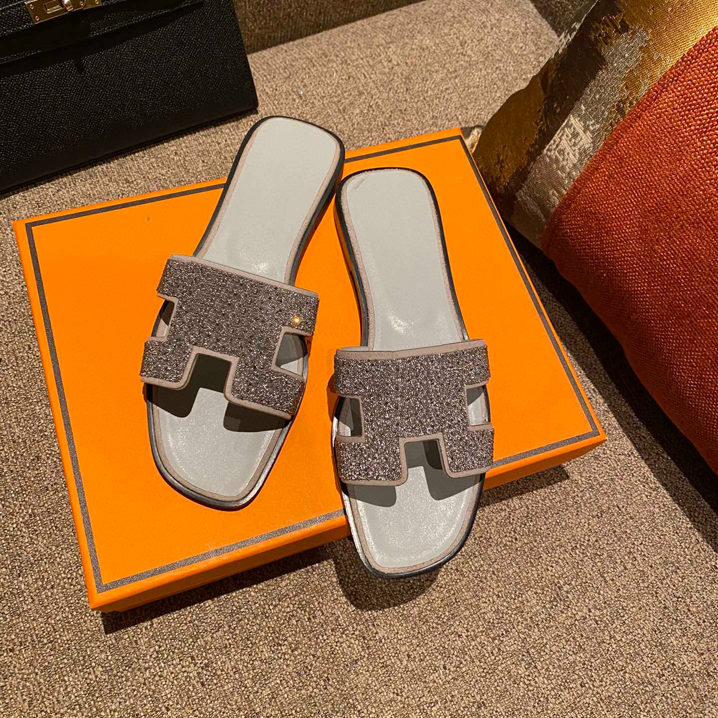 

2023 Oran Sandal Women Summer Slippers Patent Leather Lychee Crocodile Skin Maroon Fonce Khaki Triple White Brown Classic Black women Slides sandals designer woman, 18