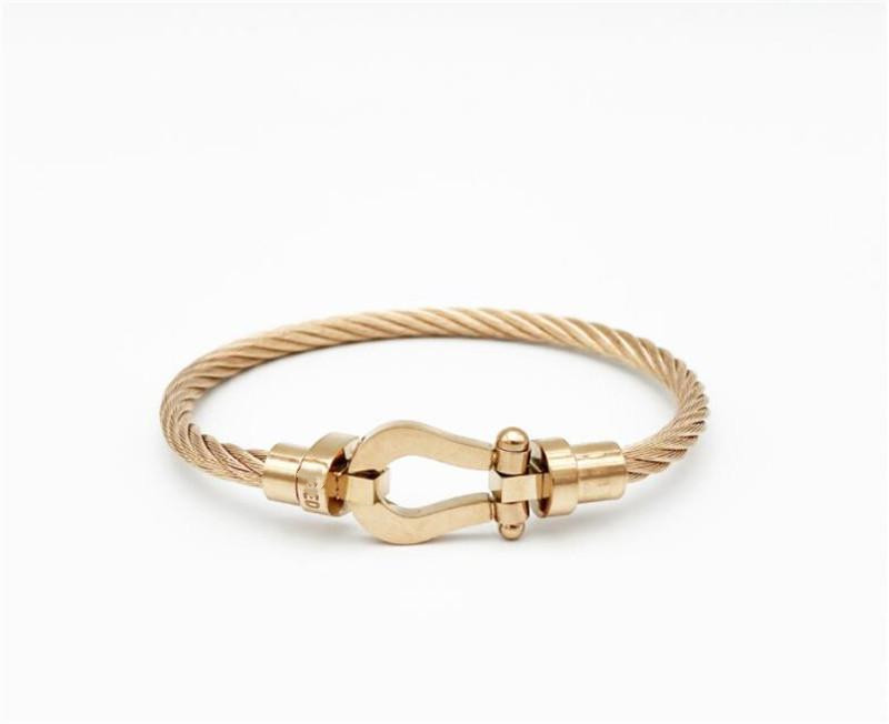 2023 Fashion String Bracelet Women's Bracelet S925 Yellow Gold Sterling Silver Brand Fashion Women's Men U Shape Bracelet with Horsesho-image-764695612