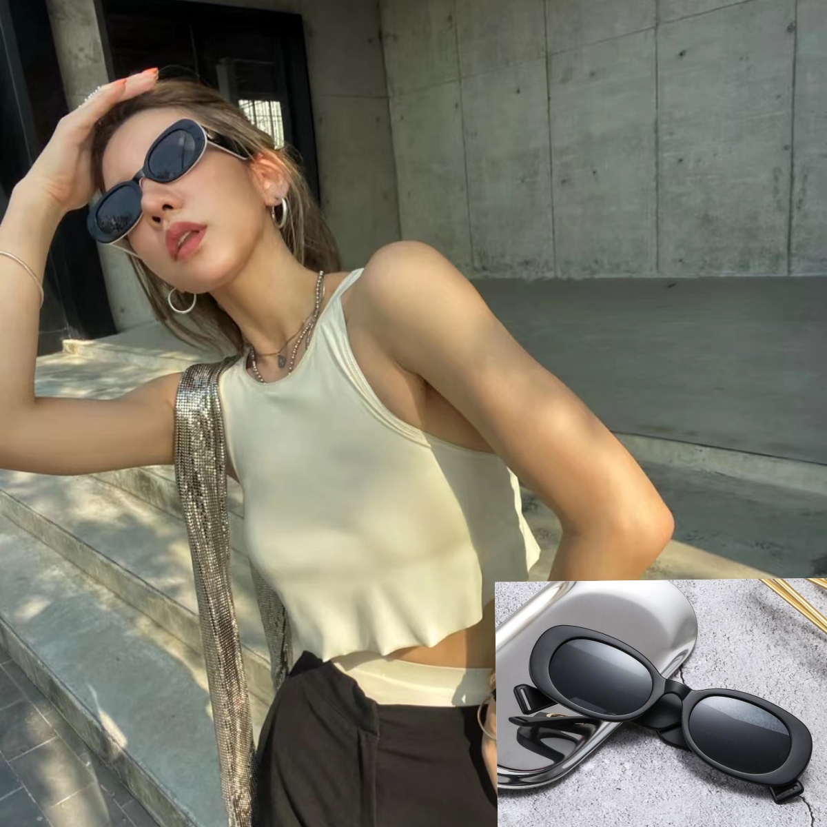 

designer sunglasses for women glasses Goggle Beach Retro Small Frame fashion Design high quality Trendy Outdoor Eyeglasses Shades UV400 with box