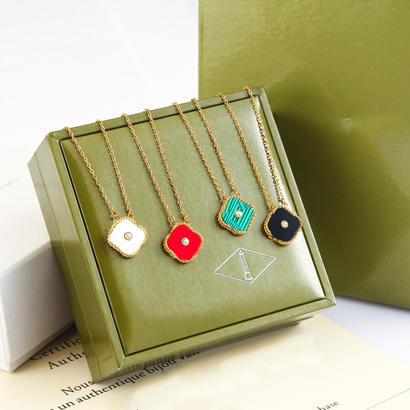 

Luxury fashion classic four-leaf clover necklace pendant multiple styles mother of pearl stainless steel good