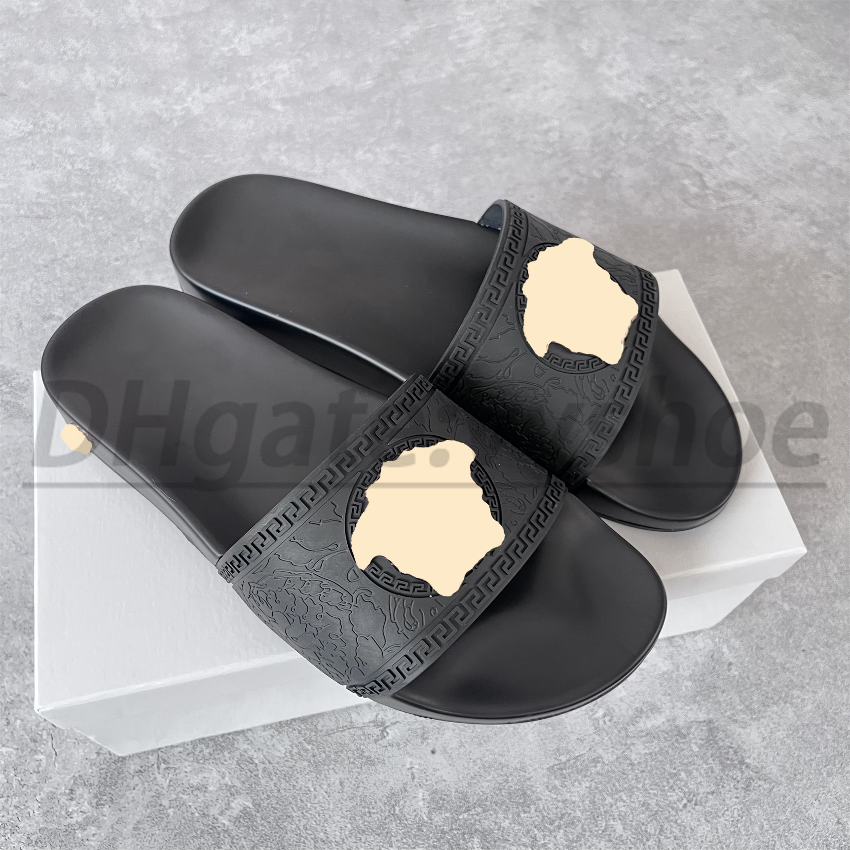 

luxury designer women men sliders flat pool rubber three-dimensional gold lion animal slipper beach flat slide, #1