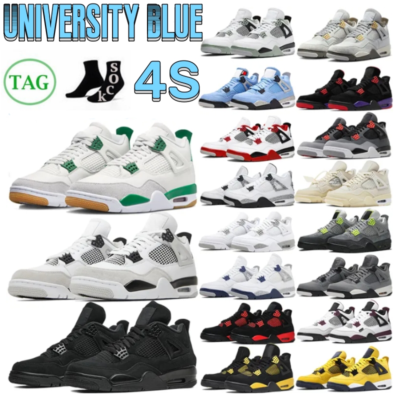

2023 Designer Basketball Shoes 4s For Men Women 4S Military Black Cat Sail Red Thunder White Oreo Cactus Jack Blue University Infrared Cool Grey Mens Sports Sneakers, 14