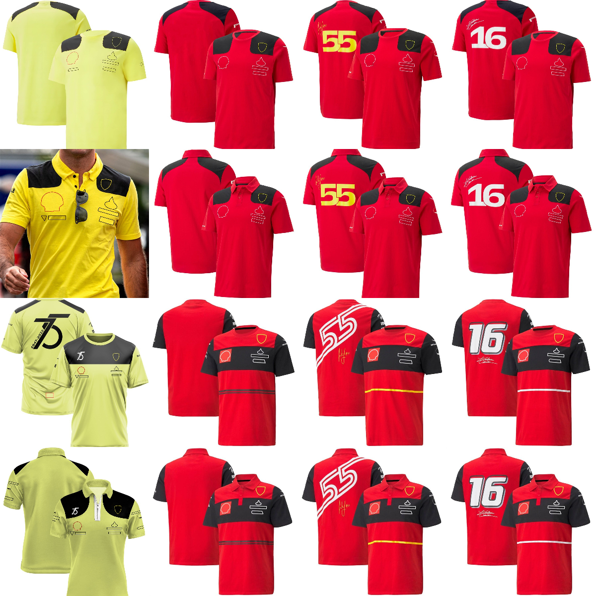 2022 2023 T-shirt F1 T-shirts de Formule 1 T-shirt officiel des fans de course automobile T-shirt Polo de pilote T-shirt F1 75e anniversaire