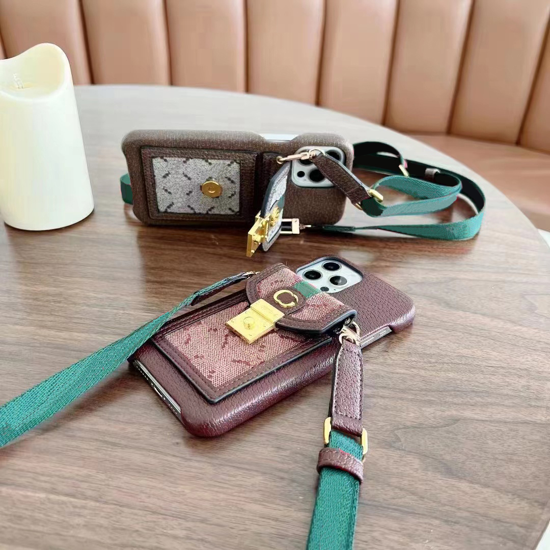 

Beautiful Designer iPhone 14 13 pro max Cases Leather Crossbody Card Slots Phone Case 14promax 14pro 13promax 13pro 12pro 12 12promax 11 plus Purse with Logo Packing, #3