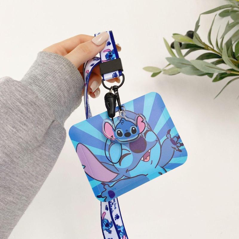 

Keychains Cute Lilo & Stitch Key Chian Lovely Keychain Badge Holder ID Card Pass Hang Rope Lariat Lanyard For Keyrings Accessories