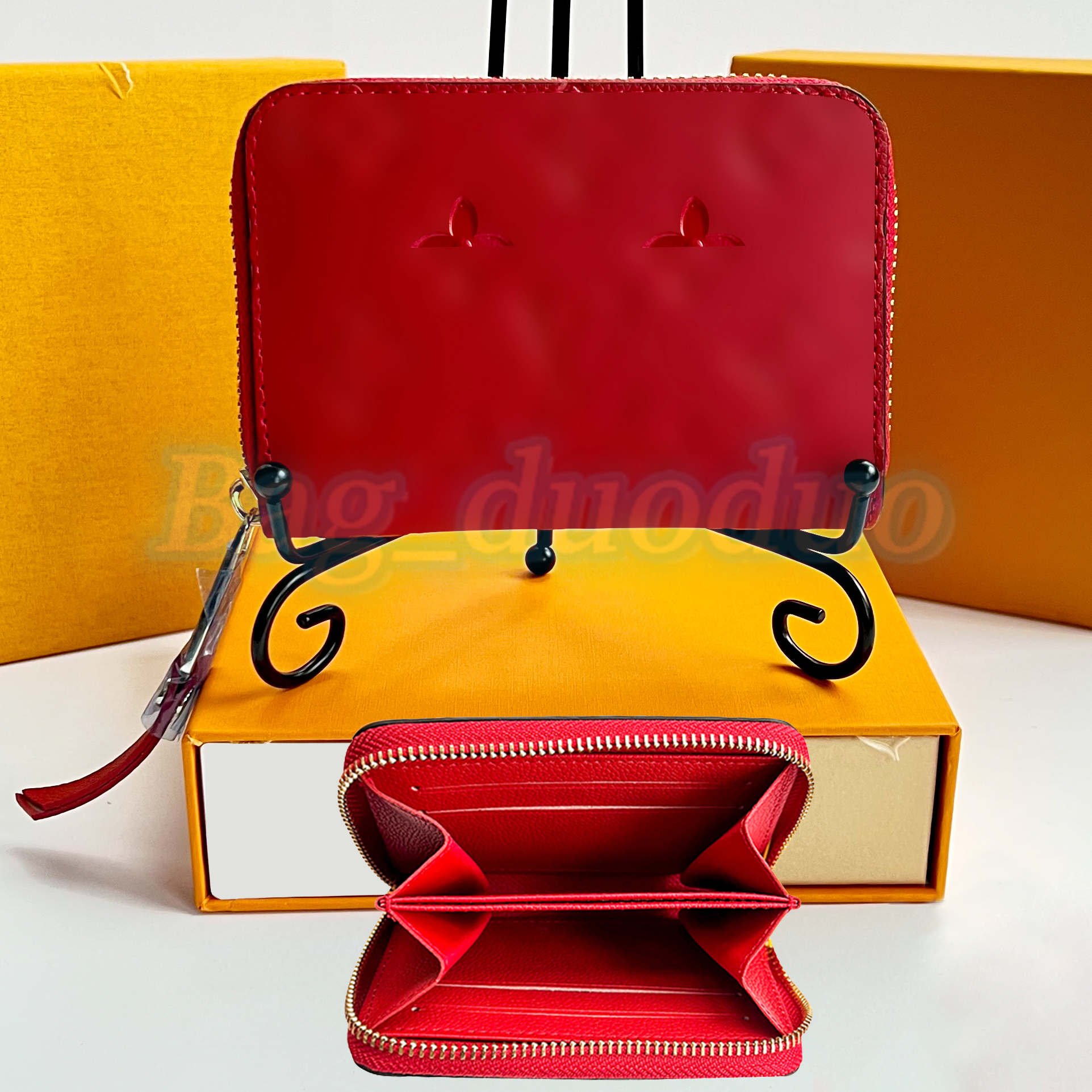 

Highend quality wallet M60067 N63070 Zippy Zip Coin Purse Womens man Designer key pouch card holder luxury wallets Embossed CardHolder Cross Body fashion Purses gym, Red embossed