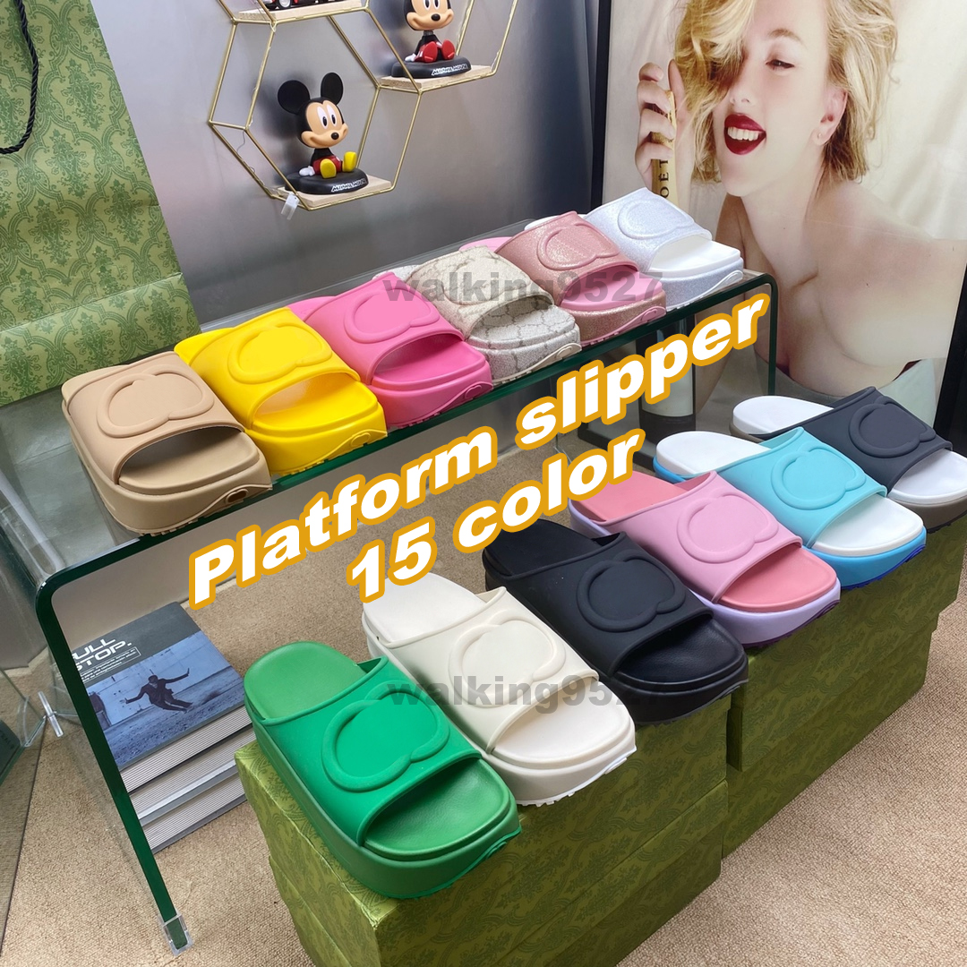 

Luxury designer brand slippers slides women men Platform Sandal fashion beach casual slippers thick bottom foam outdoor walking rubber sole slipper size 35-45, 13