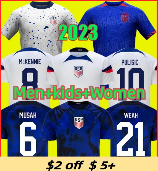 

2023 PULISIC MCKENNIE Soccer Jerseys ERTZ ALTIDORE PRESS WOOD MORGAN LLOYD 23 24 America Football Shirt United States Camisetas USAs USMNT LLETGET MEN Kids Uniform, 2022 home woman