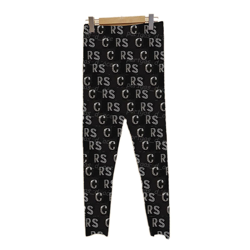 

Luxury Women Rhinestone Tight Pants Shinny Black Leggings High Waist Street Style Leggings, Black with lable *0321