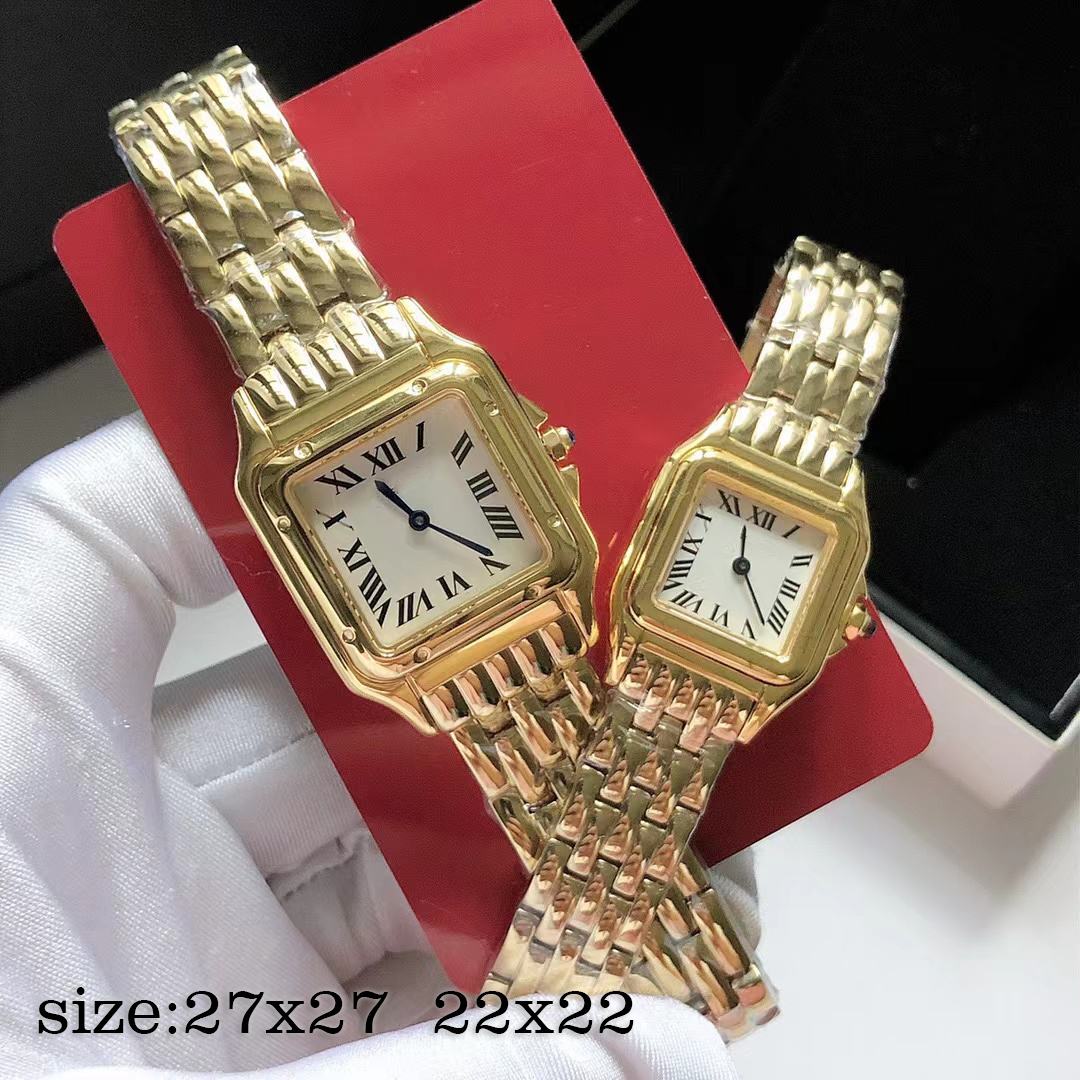 Womens Designer Luxury watches high quality diamond watch Gold Square Watch Size 27x27mm 22x22mm Dial Stainless Steel Bracelet Quartz Waterproof-image-762963063