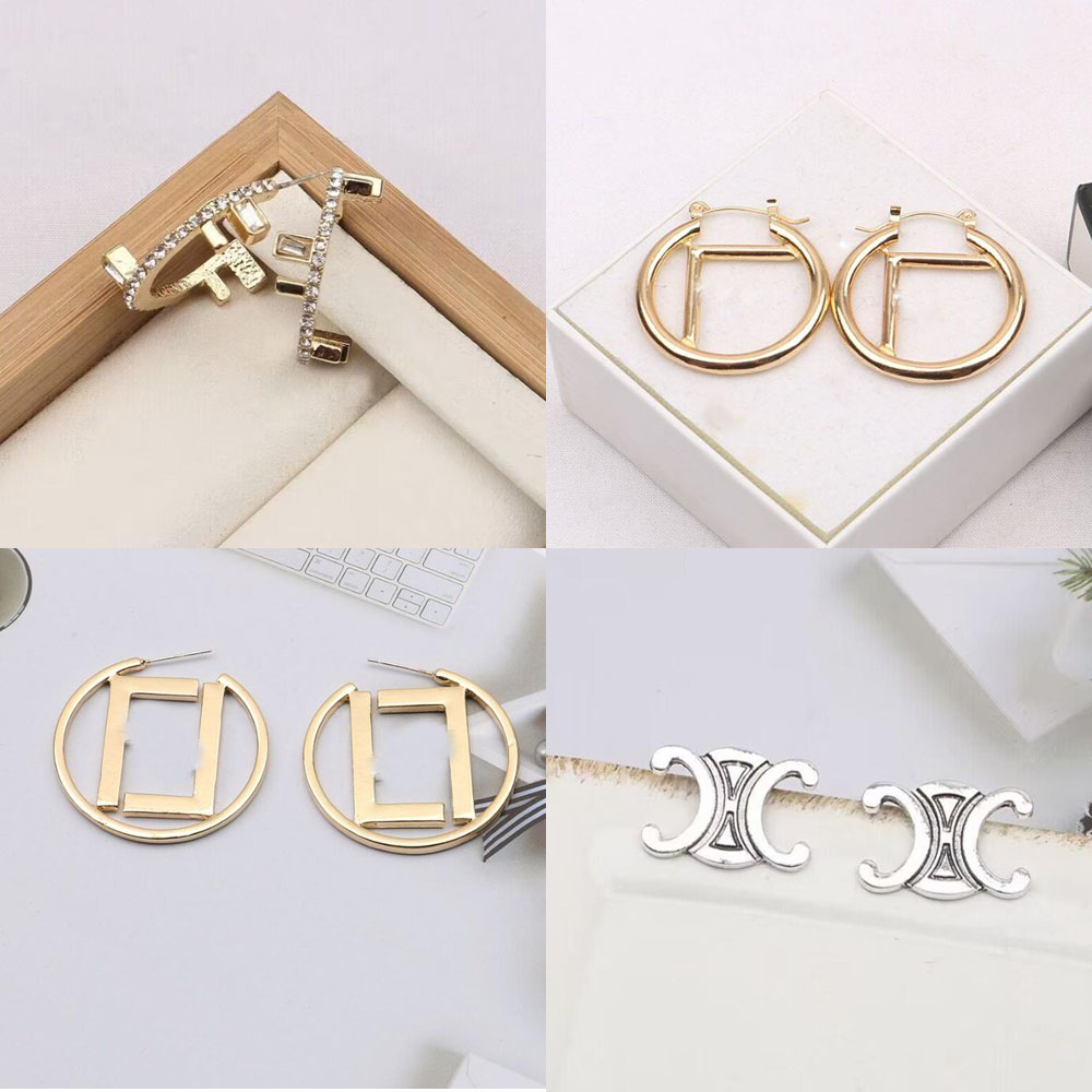 

23ss 20style Mixed Style Brand Designer Letters Stud Hoop 18K Gold Plated 925 Silver Women Crystal Pearl Earring Party Jewerlry