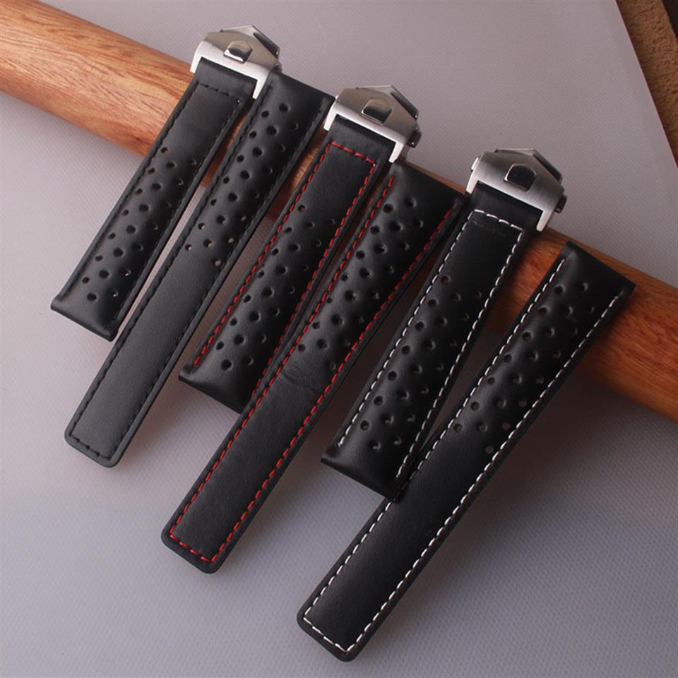 

19 20 22mm Cow Leather Watchband For TAG HEUER CARRERA Series Men Band Watch Strap Wrist Bracelet Accessories folding buckle245N