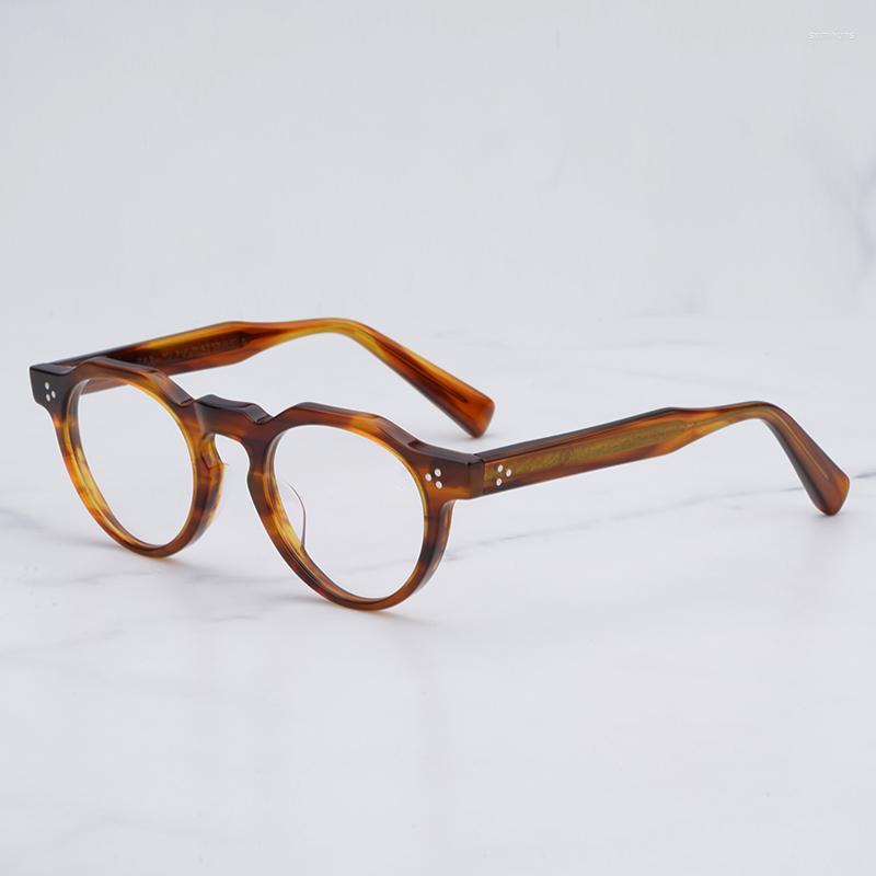 

Sunglasses Frames Japanese Classic Vintage Collection TVR516 Striped Brown Round Glasses Frame For Men And Women Hand Made Acetate