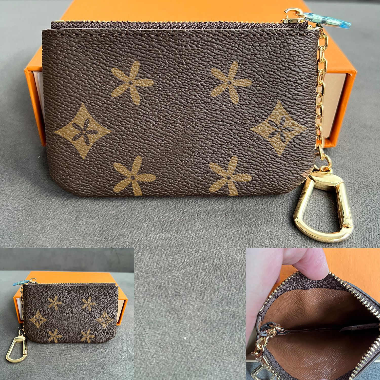 

Key Wallets M62650 Genuine Leather luxury Designer Womens mens Card holder coin purse wallet Key pouch convenient keychain retro Coin Purses CardHolder tote bag, Damier graphite