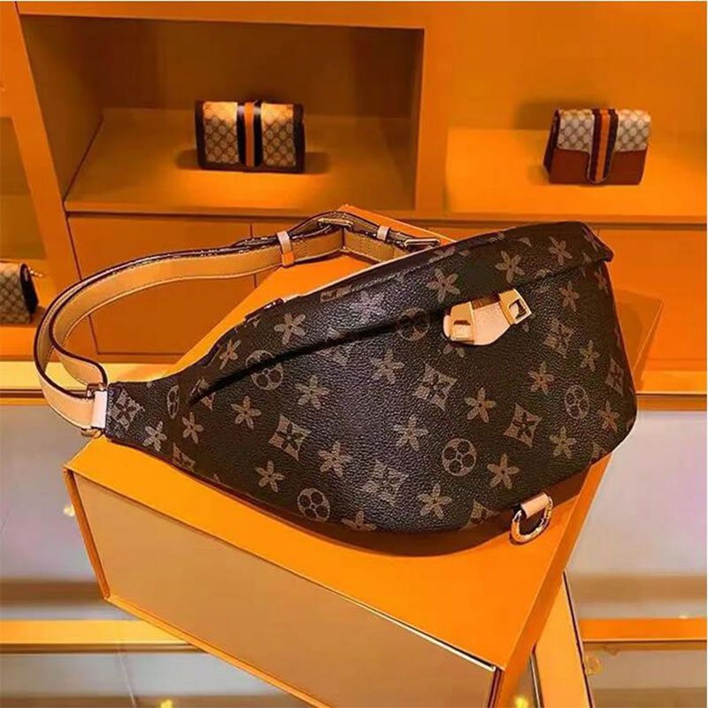

Rooyduo Top Quality MILLIONAIRE Bumbag Cross Body Designer Shoulder Bag Brown flower Luxury Genuine Leather Waist Bags Fanny Pack Bum Waist pocket 44336 43644, Size: 37x30x6cm