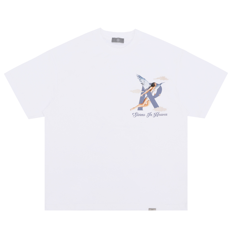 

23ss Short Sleeve Cotton Tee Plus Size USA Summer Heaven Girls Vintage T shirt Streetwear Cloud Europe Spring Skateboard Men Unisex Tshirt 916, White