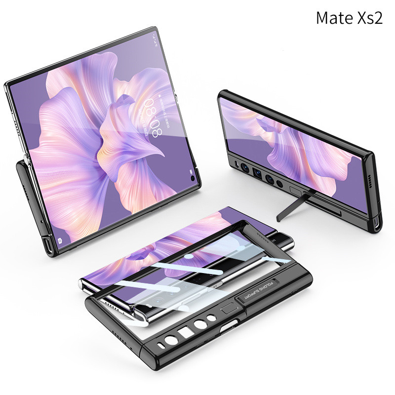 

High Transparent TPU Phantom Cell Phone Cases For Huawei Mate XS2 Shockproof Protective Cover with Desktop Stand, Black