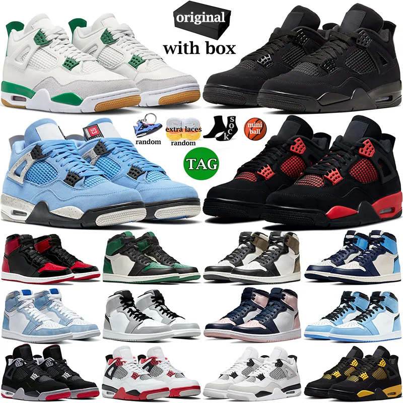 

4 basketball shoes for men women 4s Pine Green Military Black Cat Red Thunder Sail University Blue White Oreo Digital Pink Bred Chicago Banned mens sneakers