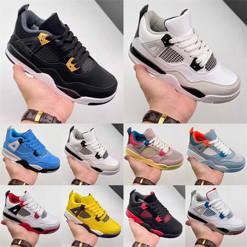 

Jumpman 4 4s Fire Red Basketball Shoes Child Raptors Bred Tattoo Tinker Black Cement Big Kids Youth Boys Sail Muslin Sport Children Sneakers size 22-37TJ4W, As photo 25