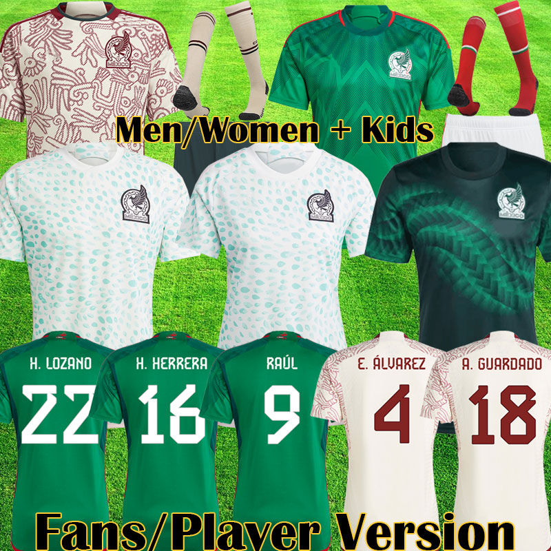 

2023 Mexico Women away soccer jerseys H.LOZANO CHICHARITO RAUL LOZANO 22 23 fans player version boys youth men kids sets kit women football shirt 22393 uniforms, Home